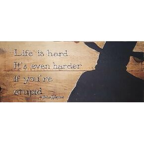 Retro New Metal Tin Sign Sarcastic Decor Life is Hard It's Even Harder If You're Stupid Style Wooden Sign 6x12inch Hanging Sign for Home Bar Club Bedroom Garden Shop Wall Art Decor