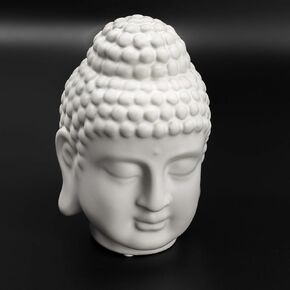 Porcelain Buddha Head Figure Figurine Statue Sculpture Zen Oriental Ancient Retro Buddhism God Decoration (8'' Tall)