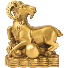 BRABUD Brass Chinese Zodiac Ingots Goat/Sheep Statue Handmade Home Decor Collectibles