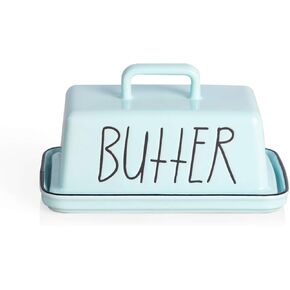 Sweejar Ceramic Butter Dish with Handle Lid, 7.3 Inch Porcelain Large Butter Keeper with Cover, Perfect for East/West Butter (Orange) in Kuwait