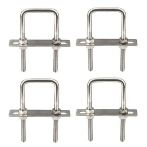 M8x75x120mm 304 Stainless Steel Square U Bolts with Hex Nuts,Frame Plate,Round Washers (2 Pieces)