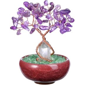 jovivi 7 شقرا شفاء شجرة الكريستال الطبيعية الريكي الأحجار الكريمة شجرة الحياة الأسلاك النحاسية واضحة الكوارتز قاعدة كريمية فنغ شوي زخرفة شجرة المال للمنزل مكتب مكتب ديكور الكريستال in Kuwait