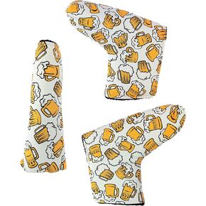 Limited Edition Beer Mugs Pattern Putter Headcover Quality PU Leather Magnetic Closure for Blade Style Putters