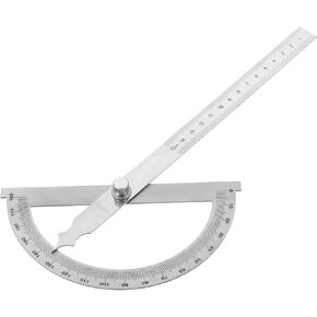 Utoolmart Stainless Steel Protractor 0-180 Degrees, Round Head Angle Finder, Measuring Ruler with Adjustable Arm, for Woodworking Drawing, 14.5cm / 5.7inch 1pc