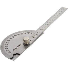 Utoolmart Stainless Steel Protractor 0-180 Degrees, Round Head Angle Finder, Measuring Ruler with Adjustable Arm, for Woodworking Drawing, 14.5cm / 5.7inch 1pc