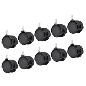PATIKIL 2 Inch Stem Swivel Casters, 10 Pack Nylon 360 Degree Swivel Stem Wheels with Brake for Chair Desk Furniture Replacement, Black
