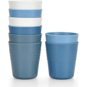 Homestockplus 8 Ounce Small Tumbler Cups,Unbreakable Drinking Cups Microwave and Dishwasher Safe BPA Free Small Reusable Cup for Water, Milk, Juice, Soda and more【Set of 8】