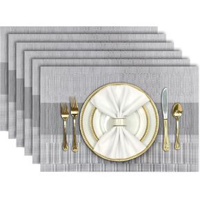Aofmee Placemats, Placemats Set of 4, Heat Resistant Place Mats, Washable PVC Table Mats, Woven Vinyl Plastic Placemats for Dining Table, Non-Slip Stain Resistant Kitchen Table Placemats Easy to Clean