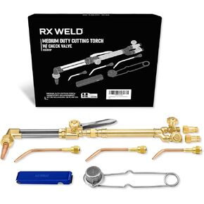 RX WELD Oxygen & Acetylene Torch Kit – 12 Pcs Welding Cutting Torch Kit, with Check Valves