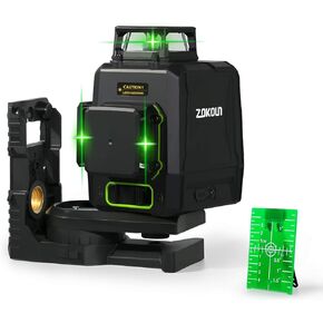 Shockproof and Waterproof 3D Green Laser Level with manual mode, pulse mode, switchable 3X 360 cross self-leveling lines, 5200mah battery
