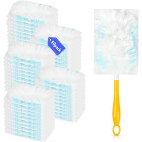 50 Count 180° Multi-Surface Feather Duster Refills Compatible with Swiffer Duster Handle, Heavy Duty Duster Replacement with 1 handle in Kuwait