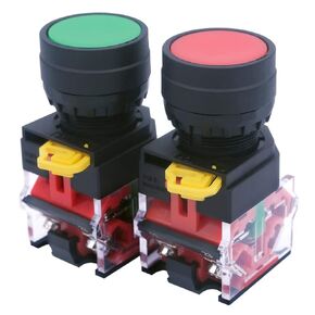 mxuteuk 2pcs 22mm DPST Momentary Push Button Switch, 1 NO 1NC ON/OFF Button Switch Red Green 660V 10A, 3 years Warranty LA36-11BN-RG
