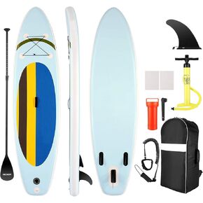 ANCHEER iSUP Inflatable Stand Up Paddle Board 10', Non-Slip Deck, Military Grade PVC iSUP Boards Complete Kit Package Plus Adjustable Paddle, Coil Leash, Hand Pump Perfect for Yoga (Yellow)