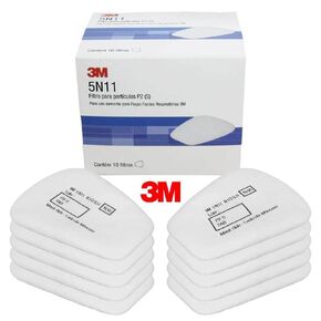 3M N95 Respirator Filter, 5N11, Disposable, Helps Protect Against Non-Oil Based Particulates, Use With 3M 5000 Series Respirators or 6000 Series Gas and Vapor Cartridges, 10 Pack