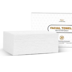 Disposable Face Towel,Biodegradable Facial Towels,20 Count Extra Thick Soft Large Clean Facial Towels Plant Fiber Facial Washcloth Dry Wipes for Sensitive Skin,Travel,Makeup Remover