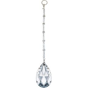 Sun Catcher Crystal, Rear view Mirror Car Charm Ornament, Hanging Pendent 30mm, Comes in a Gift Bag. (1 38mm Almond Teardrop Crystal)