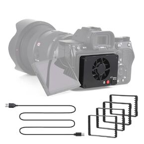 FS-04B Camera Cooling Fan External Cooling System with 2 Fan Speeds 4pcs Mounting Adapter Plates for Sony A7M4/ZVE1/A6700/A7C2/A7S3/ZV-E10/FX30, for Canon R5/R6/R7, for Fujifilm XT4 Cameras