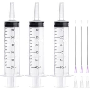 20ml Syringe with 4 Inch 18G Blunt Needle and Cap for Liquid, Individual Sealed for Scientific Dispensing Watering Paint Oil Refilling Feeding Measure, Pack of 3