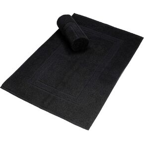 GLAMBURG Premium Cotton 20x32 inch 2-Pack Bath Mats - 100% Ringspun Cotton - Luxury Hotel & Spa Quality - 800 GSM - Durable Soft Highly Absorbent - Machine Washable - Black
