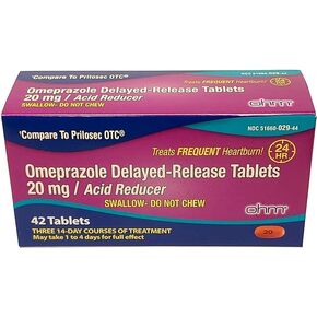 Ohm Omeprazole Tablets, Delayed-Release Tablets, 20mg Acid Reducer, 84Tablets