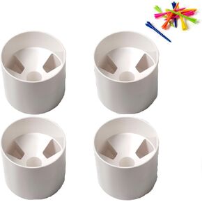Golf Green Cups - 4 Pack Plastic Golf Hole Cups for Chipping Practice, Outdoor Golf Putting, 4 inch Depth - Complete with Pack of 10 Multi-Coloured Golf Tees