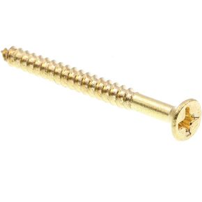 Prime-Line 9034826 Wood Screw, Flat Head Phillips, #6 X 1-1/2 in, Solid Brass, Pack of 100