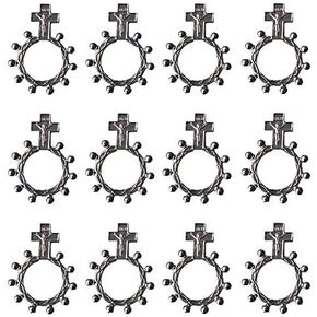 Bulk Religious Metal Rosary Ring Pack of 12