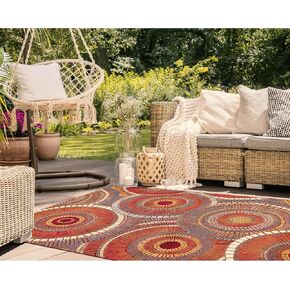 Liora Manne Marina Indoor/Outdoor Power Loomed Synthetic Blend Low Profile Area Rug - Contemporary Graphic Casual Colorful (Abstract Multi) (1'11" x 7'6")