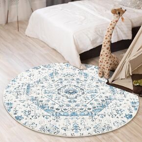 Round Area Rug 3ft, Washable Bohemian Mandala Round Rug Non Skid Chic Soft Rug Circle Area Mat Carpet for Bathroom Living Room Entryway Nursery Sofa Floor Decor, 3ft Kaleidoscope in Kuwait