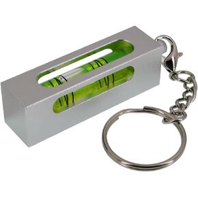 Aluminum alloy high-precision level, level bubble, keychain, hanging chain, magnetic level bubble, 180 degree turn (silver（green）)