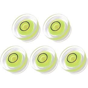 5pcs Small Circular Bubble Spirit Levels - [10mm Diameter 6mm Thickness] Mini Round RV Level Leveling Tools for Travel Trailer Turntable Camera, Lime