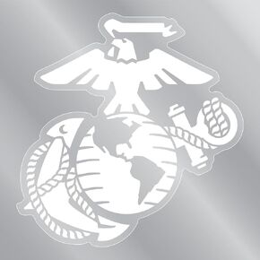 White USMC Eagle Globe and Anchor Logo Back Static Cling by Magnet America Is 4.9" x 4.75" Made for The Inside of Windows