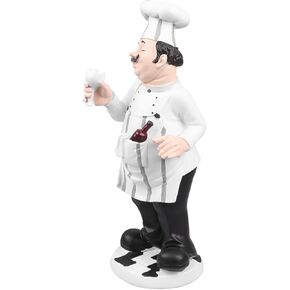 French Chef Figurine Cook Chef Collectible Statues Resin Chef Home Countertop Table Decoration for Country Cottage Decor (Toasting Chef)