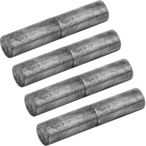 4 PCS Weldable Barrel Hinges, 5-1/8" Long x 1" Diameter, Heavy Duty Steel Round Body Weld On Bullet Door Hinges for Swing Door, Windows, Trailer Ramp Gate, 9/16 inch Dia Pin, Detachable Hinges