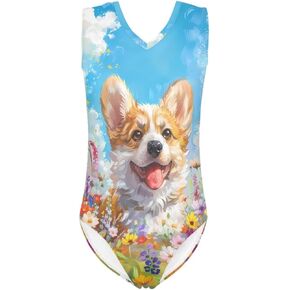 Girls Swimsuits Size 3-14 Kids Summer Sleeveless One Piece Bathing Suit Beach V-Neck