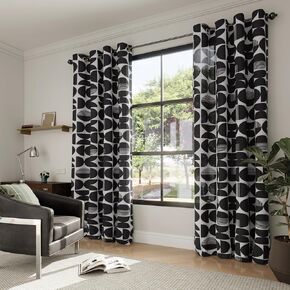 Burnt Orange Farmhouse Curtains for Living Room, Mid Century Modern Curtains 96 Inches inches Long, Grommet Light Filtering Window Curtains 2 Panel Sets for Dining Bedroom