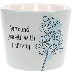 شمعة من شركة Pavilion Gift Company One Fights Alone-Tranquility بوزن 8 أونصة من شمع الصويا الحجري، ذات فتيل واحد، باللون الأبيض