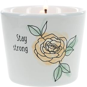 Pavilion Gift Company Stay Strong-Tranquility 8oz Soy Wax Stoneware Vessel Single Wick Candle, White