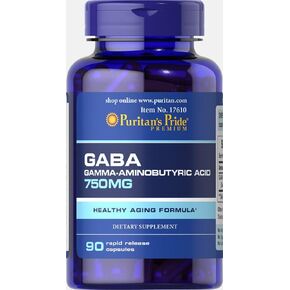 كبسولات Puritan's Pride GABA Gamma Aminobutyric Acid 750 ملغ، 90 كبسولة in Kuwait