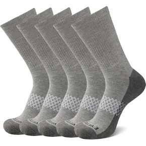 eallco Mens Crew Socks Athletic Work Running Calf Socks With Cushioned Sole 5 Pairs