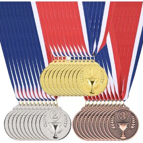 PATIKIL 30 Pieces Gold Silver Bronze Award Metals, 2 Inch Award Medals 1st 2nd 3rd Prize with Neck Ribbon for Games Sports Competitions