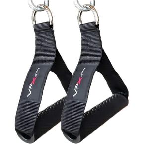 VPX Resistance Bands Handles (Set of 2) | Oversized Handles with Form Grip Rotation Will Not Tear Sides of Hand | Stainless Steel D-Ring | Upgraded Ballistic Nylon (Black)