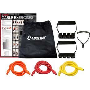 Lifeline Resistance Trainer Kit with Adjustable Resistance Level Bands for More Workout Options Includes Triple Handles, Door Anchor, Multiple 4ft Exercise Tubes, Instruction Guide and Carry Bag