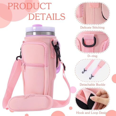 Water Bottle Carrier Bag Fit for 40oz Stanley Tumbler with Handle, Water Bottle Holder Bag with Adjustable Shoulder Strap for Stanley for Hiking Travelling Camping in Kuwait