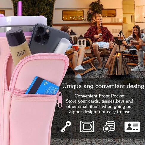 Water Bottle Carrier Bag Fit for 40oz Stanley Tumbler with Handle, Water Bottle Holder Bag with Adjustable Shoulder Strap for Stanley for Hiking Travelling Camping in Kuwait