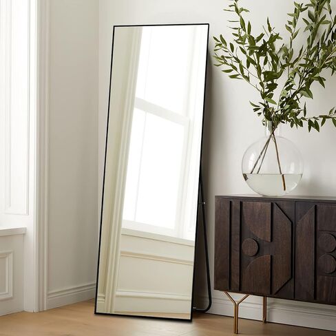 NeuType 59'x16' Full Length Wall Mirror, Black, Aluminum Alloy Frame, Explosion-Proof Glass, Modern, Wall Mount in Saudi Arabia