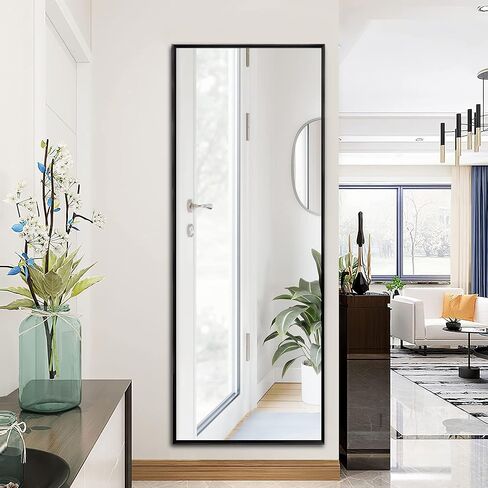NeuType 59'x16' Full Length Wall Mirror, Black, Aluminum Alloy Frame, Explosion-Proof Glass, Modern, Wall Mount in Saudi Arabia