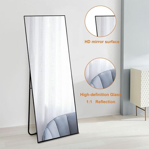 NeuType 59'x16' Full Length Wall Mirror, Black, Aluminum Alloy Frame, Explosion-Proof Glass, Modern, Wall Mount in Saudi Arabia