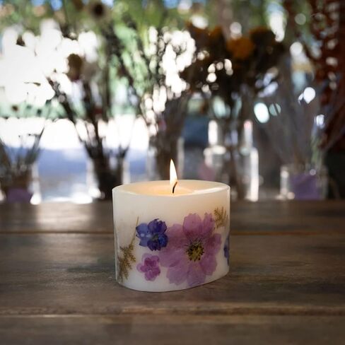 Rosy Rings Round Botanical Candle Roman Lavender - Aromatherapy Candles, Luxury Candles, Long Lasting Candles, Botanical Candles, Candle Gift Sets, Home Decor (Small) in Saudi Arabia