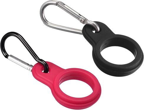 PATIKIL Silicone Water Bottle Clip with Buckle, 2 Pack Drink Holder Hook Keychain Clip Ring for Outdoor Activities Daily Use, Black Red in Saudi Arabia